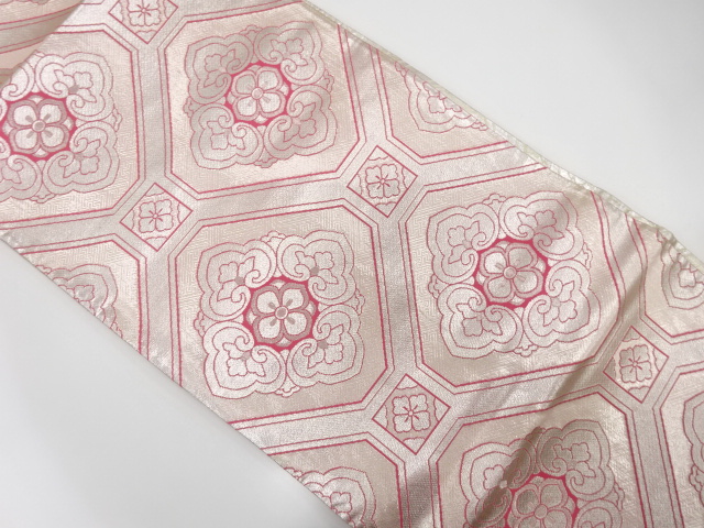 JAPANESE FUKURO OBI / REVERSIBLE / SAGANISHIKI / WOVEN FLOWER CREST